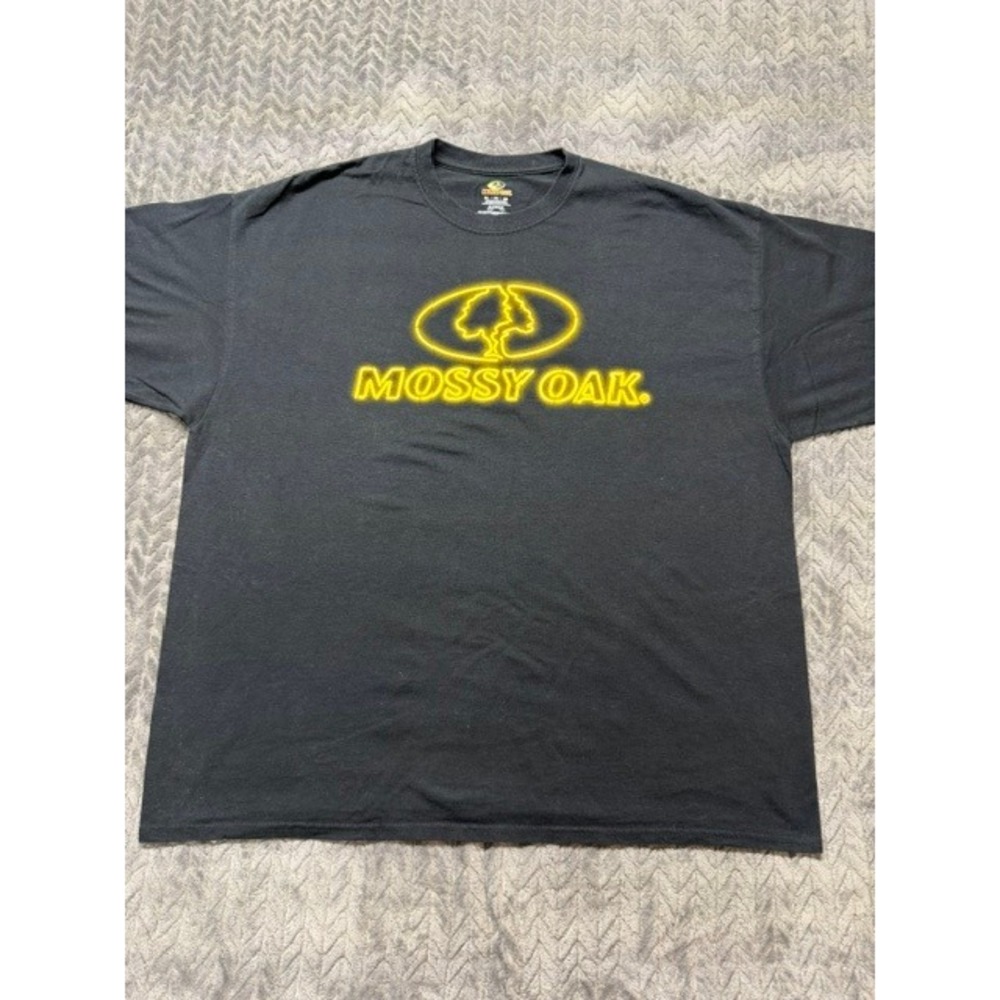Mossy Oak Mens Graphic T-Shirt Black Neon Yellow Logo Short Sleeve 2XL 0664